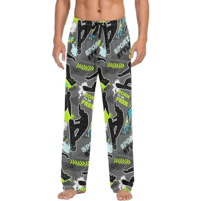 GZHJMY Pajama Pants for Men Snowboard Loose Lightweight PJs Lounge Sleep Bottoms with Pockets Drawstring Pajama Bottoms for Home and Rest Small Walmart