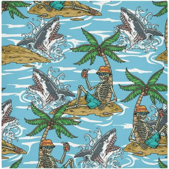 GZHJMY Palm Tree & Shark Cloth Napkins Set of 6 Pack, Washable Soft Table Dinner Napkins 20 inch for Kitchen, Hotel, Party, Wedding Washcloths