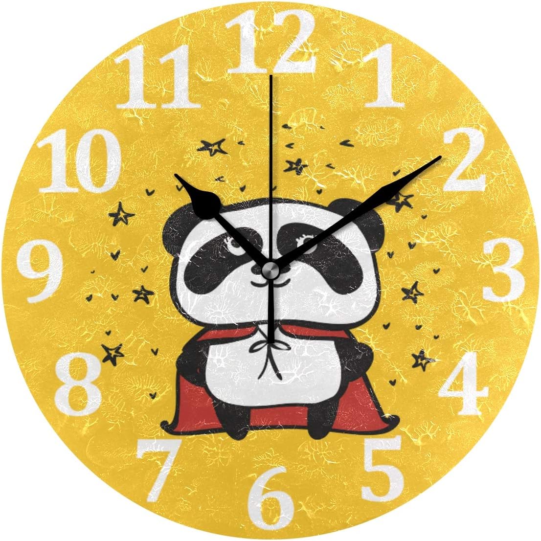 GZHJMY Panda Hero Bear Round Wall Clock, Silent Non Ticking Oil ...