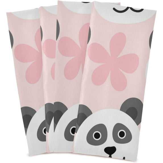 GZHJMY Panda Kitchen Dish Towel Set of 4, Super Absorbent Soft Drying Cloth Tea Bar Towels, 28"x 18"