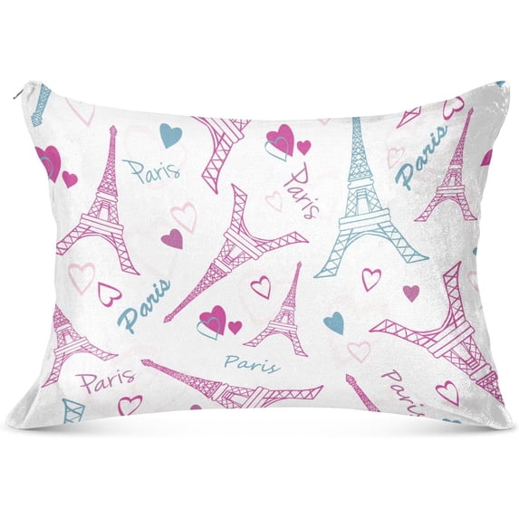 GZHJMY Paris Eiffel Tower Queen Pillowcase Super Soft Cozy Plush Pillow Case with Zipper for Sofa Bed Couch, 20 x 30 Inch