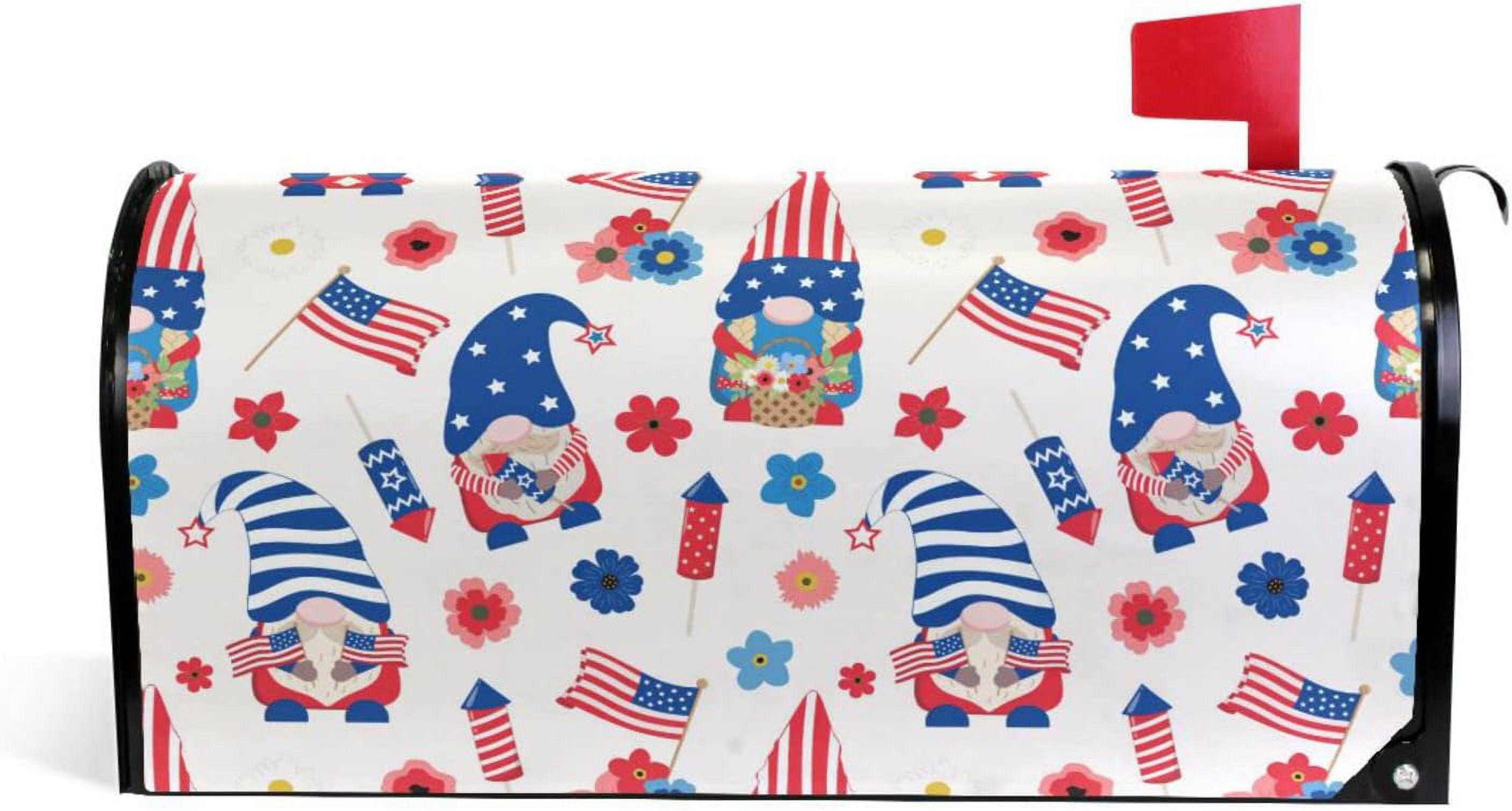 Patriotic Gnome Flag Mailbox Cover For 4th Of July - Magnetic Wrap For Standard Or Oversized Mailboxes - View #8