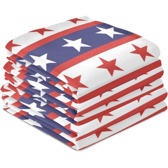 GZHJMY Patriotic Star Kitchen Dish Towel Set of 6, Super Absorbent Soft Drying Cloth Tea Bar Towels, 28"x 18"