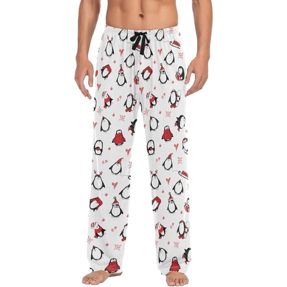 GZHJMY Penguin Pajama Pants for Men, Lounge Pants Lightweight Men Pajama Bottoms with Drawstring Pockets, Christmas New Year Birthday Gifts, Large