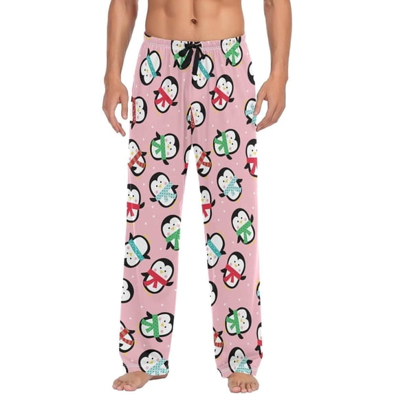 GZHJMY Penguin Pajama Pants for Men, Lounge Pants Lightweight Men Pajama Bottoms with Drawstring Pockets, Christmas New Year Birthday Gifts, Medium