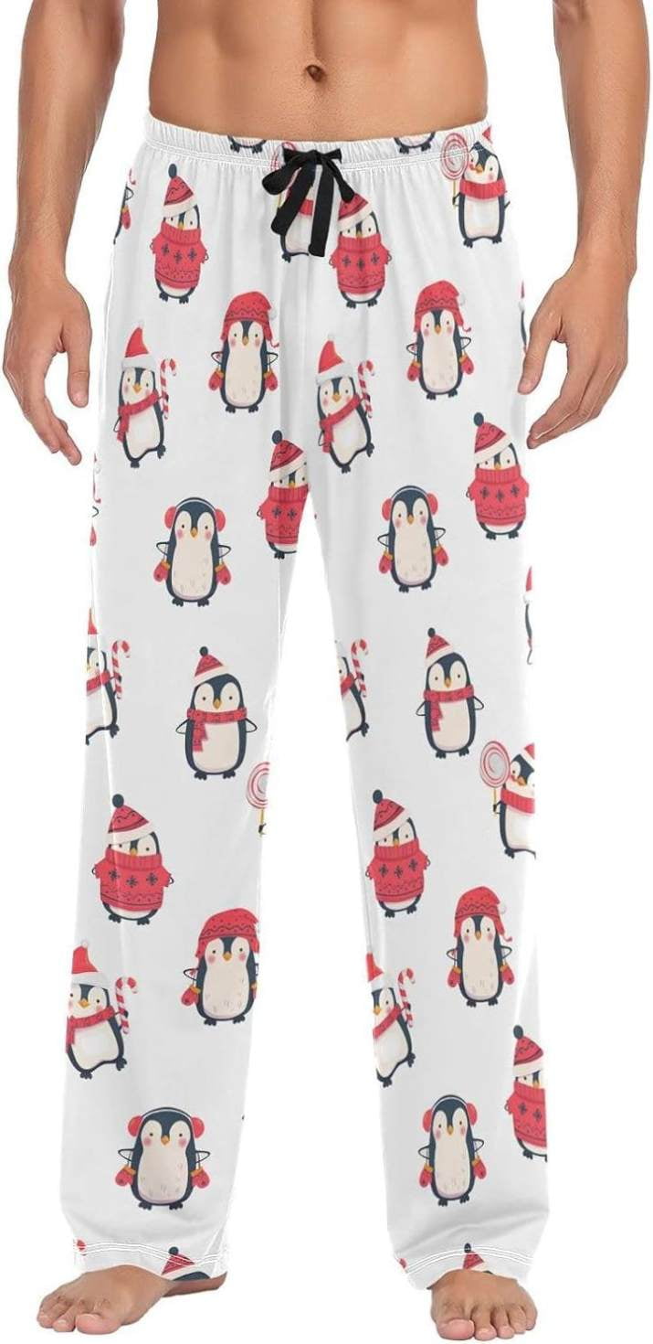GZHJMY Penguin Pajama Pants for Men Lounge Pants Lightweight Men Pajama Bottoms with Drawstring Pockets Christmas New Year Birthday Gifts Medium Walmart