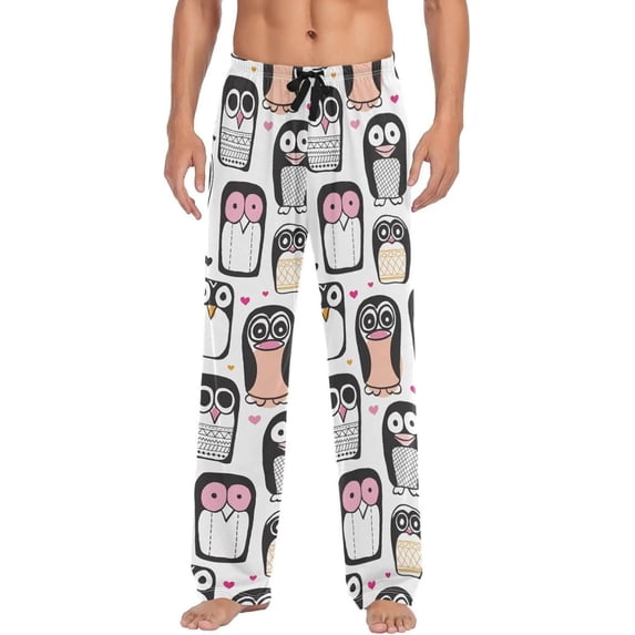 GZHJMY Penguin Pajama Pants for Men, Lounge Pants Lightweight Men Pajama Bottoms with Drawstring Pockets, Christmas New Year Birthday Gifts, Medium