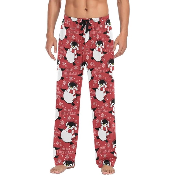 GZHJMY Penguin Pajama Pants for Men, Lounge Pants Lightweight Men Pajama Bottoms with Drawstring Pockets, Christmas New Year Birthday Gifts, Small