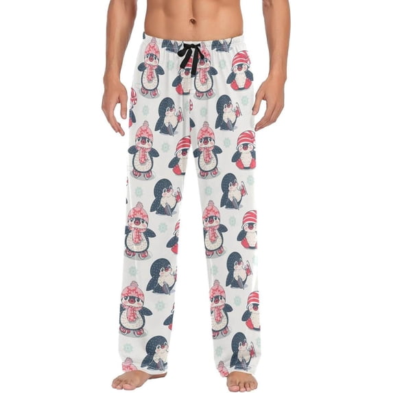 GZHJMY Penguin Pajama Pants for Men, Lounge Pants Lightweight Men Pajama Bottoms with Drawstring Pockets, Christmas New Year Birthday Gifts, X-Large