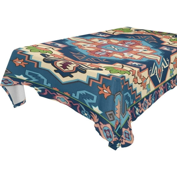 GZHJMY Persian Carpet Texture Rectangle Tablecloth, Waterproof Stain Wrinkle Resistant Washable Polyester Table Cover for Picnic Dinner Holiday Kitchen Party Decor, 54 x 72 in Home Decor
