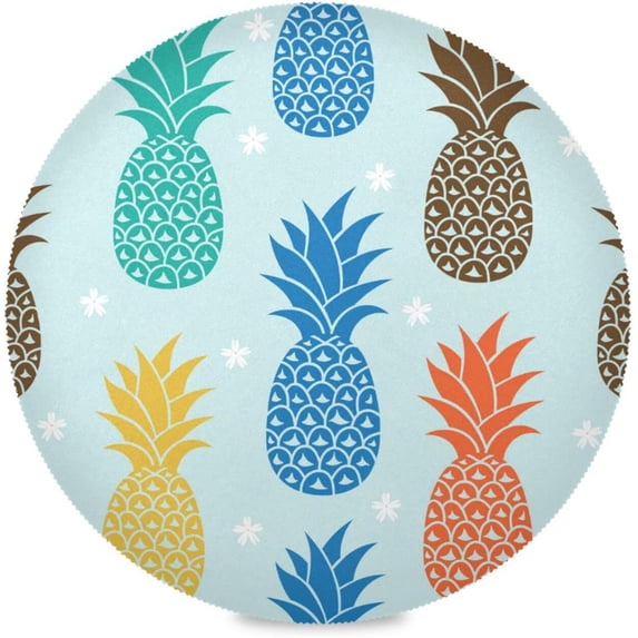 GZHJMY Pineapple 15.4 Inch Round Dinner Placemat, Polyester Material, Heat-Resistant, Unique Print Design, Dining Table Kitchen Fine Decoration and Beautiful Ornaments.