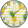thumbnail image 1 of GZHJMY Pineapple with Flowers Pattern Wall Clock Silent Non Ticking 9.5 Inch Round Easy to Read for Home Office School Clock, 1 of 7