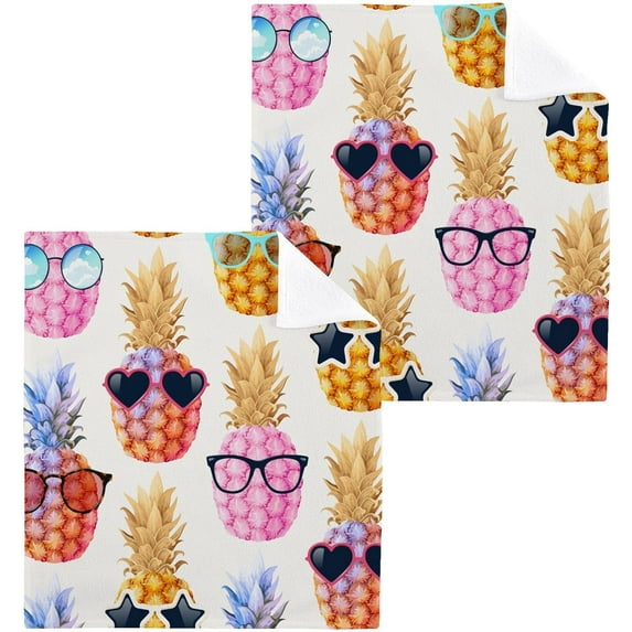 GZHJMY Pineapples Wash Cloth Set of 4, 12 x 12 Inch Cotton Baby Washcloths Absorbent and Super Soft Feel Fingertip Towel Face Towels for Bathroom, Gym, Spa