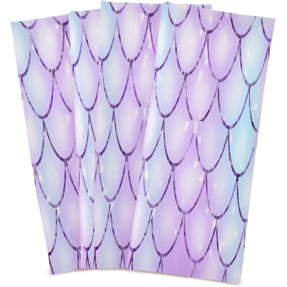 GZHJMY Pink Blue Mermaid Scales Kitchen Dish Towel Set, Drying Kitchen Towels Tea Towels Gift Set for Drying Cleaning Cooking Baking 4Pcs