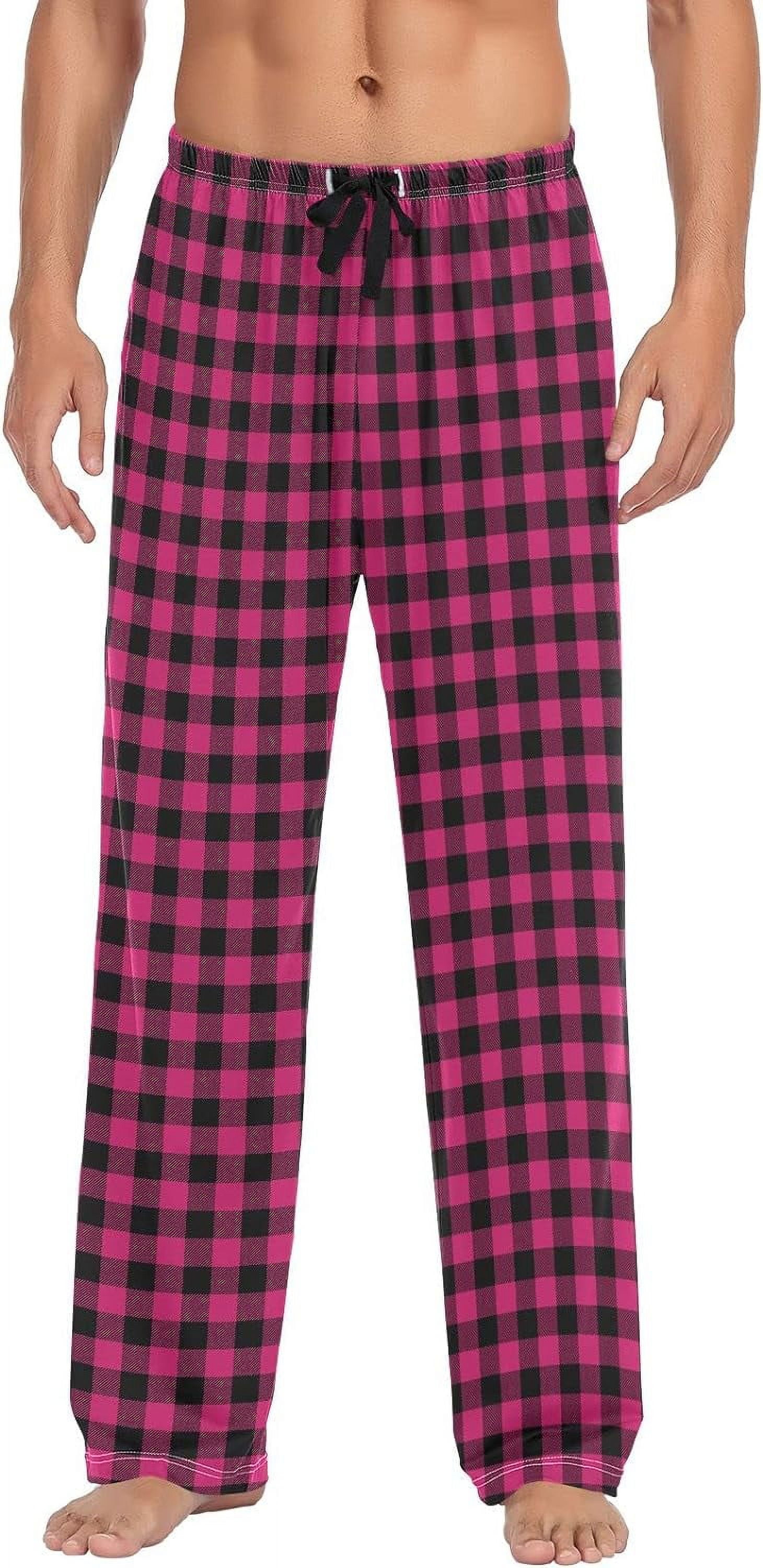 GZHJMY Pink Buffalo Plaid Mens Pajama Pants Soft Comfortable Drawstring Lounge Pants Pajama Bottoms with Pockets for Men Medium Walmart