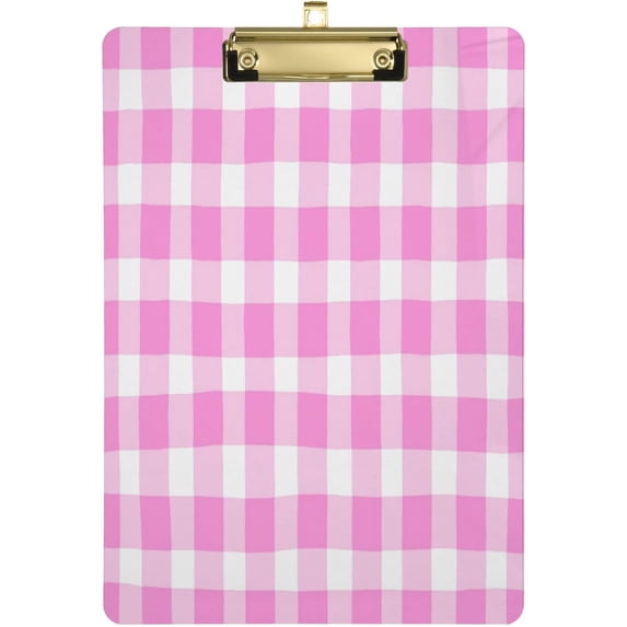 GZHJMY Pink Checkered Clipboard,Standard A4 Letter Size Hardboard Office Clipboards with Low Profile Clip for Classrooms, Offices,Students-Silver Clip114 Whiteboard Clipboards