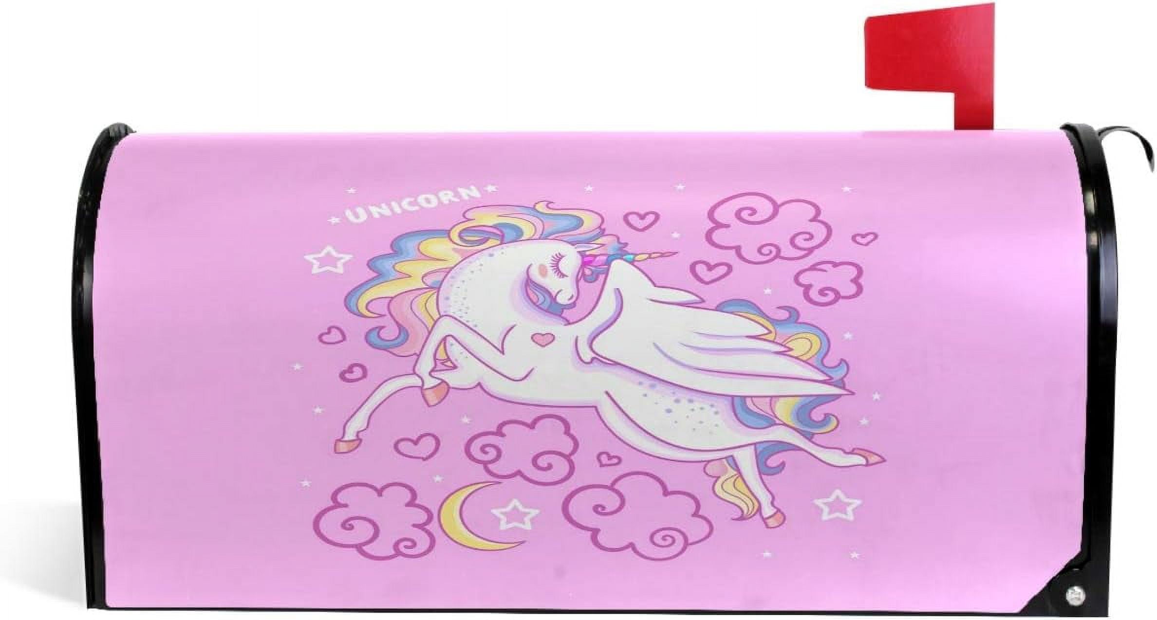 GZHJMY Pink Cute Unicorn Horse Mailbox Cover Large Size Mailbox Wraps MailWraps Post