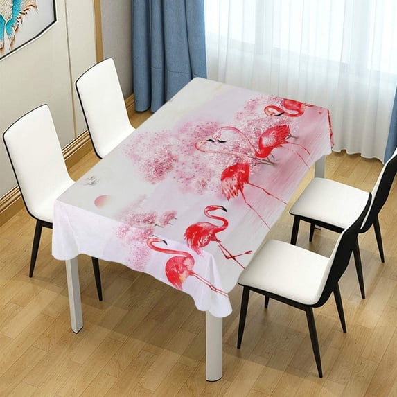 GZHJMY Pink Flamingos Landscape Rectangle Tablecloth for Kitchen Dining Room Party Table Cover Home Decor 54"(W) x 72"(L)