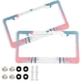 thumbnail image 1 of GZHJMY Pink Flamingos License Plate Frames 2 Pack Aluminum License Plate Holder Universal Car License Plate Covers with Screw Caps Decorative, 1 of 6