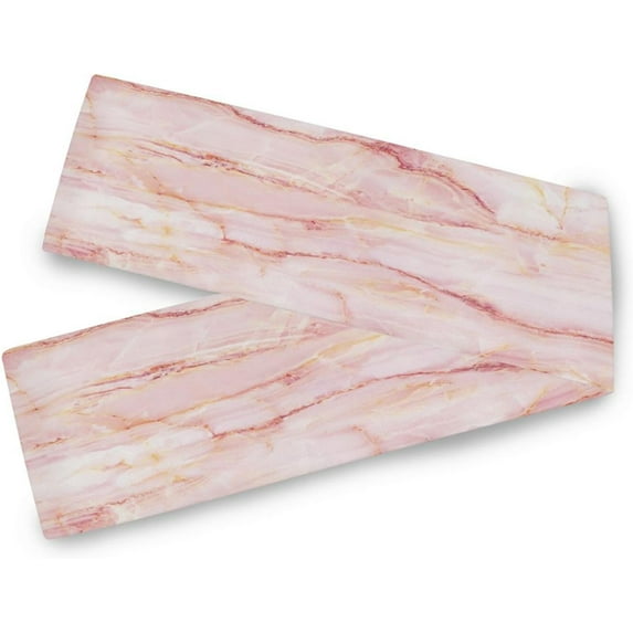 GZHJMY Pink Marble Table Runner Machine Washable Polyester Table Runner Rectangle Reversible Dresser Scarves Table Decor 13 x 70 Inch