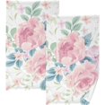 thumbnail image 1 of GZHJMY Pink Rose Flower Floral Cotton Towels Set 2 Pcs Absorbent Hand Towel Face Towels Kitchen Towels Bath Towels for Bathroom Laundry Room Kitchen 16 x 28 Inches, 1 of 7