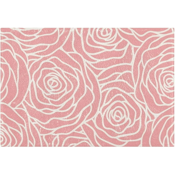 GZHJMY Pink Rose Flower Gold Floral Bath Mat for Bathroom Rugs Rectangle Carpet for Shower, Fluffy Absorbent & Machine Washable, 16x24 Inch Carpet Runner