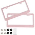thumbnail image 1 of GZHJMY Pink Solid Car License Plate Frame, 2 Pack Aluminum License Plate Holder with Screws for Men Women License Plate Cover-Elliptical Hole Decorative, 1 of 7
