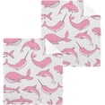 thumbnail image 1 of GZHJMY Pink Whales Wash Cloth Set of 2, 12 x 12 Inch Cotton Baby Washcloths Absorbent and Super Soft Feel Fingertip Towel Face Towels for Bathroom, Gym, Spa, 1 of 7