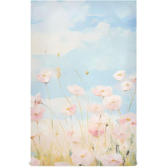 GZHJMY Pink Wildflowers Kitchen Towel, Dish Towels Quick Drying Tea Towels Absorbent Hand Towels for Kitchen Sink Dinner Table 28 x 18 Inches, Set of 1