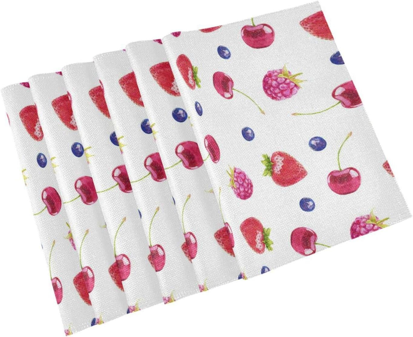 GZHJMY Placemats Set of 4,Strawberry Pattern Heat-Resistant Non-Slip ...