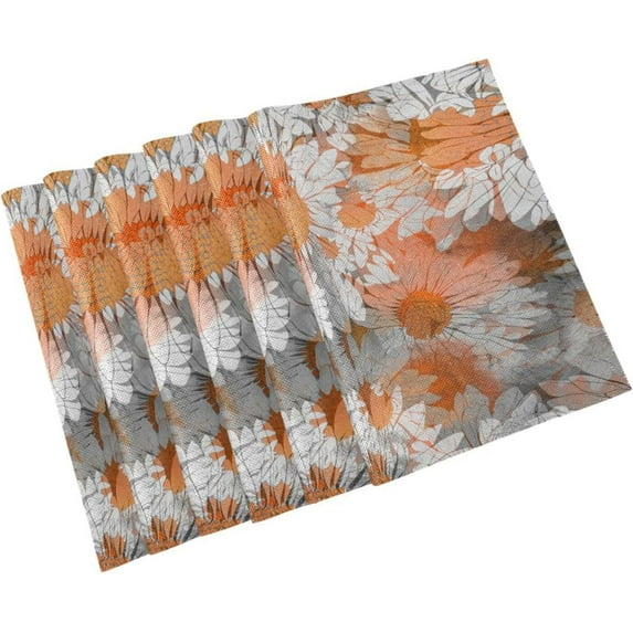 GZHJMY Placemats Set of 4,Flower Daisy Heat-Resistant Non-Slip Double Sided Washable Kitchen Dining Table Mats for Kitchen Table Decoration, 12"x18"