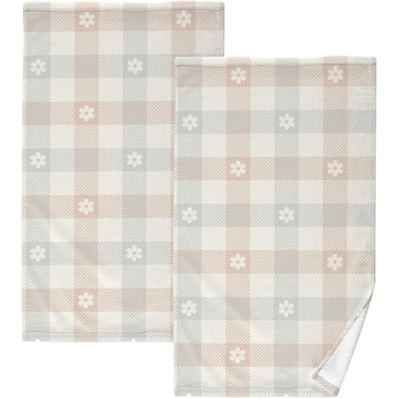 GZHJMY Plaid in Soft Grey Bath Hand Towel Soft Washcloth Highly Absorbent Fingertip Towels for Bathroom Beach Kitchen Sports Gym Yoga Travel (2-Pieces Towel Sets, 28x16 inch)