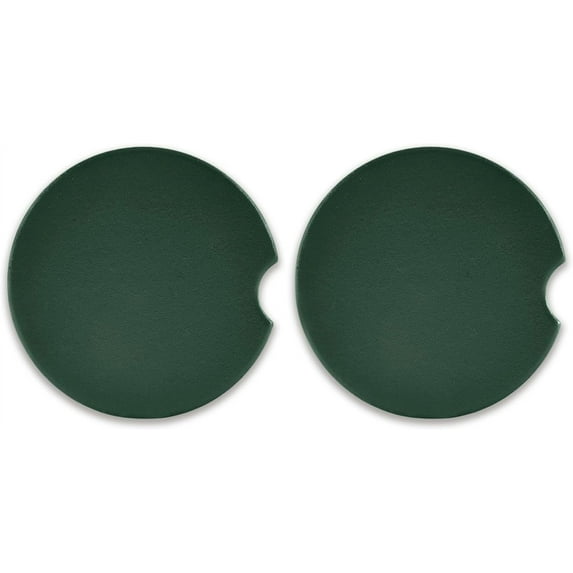 GZHJMY Plain Dark Green Bush Color Car Coasters, 2 Pack Drinks Absorbent Ceramic Stone Car Coasters with Fingertip Grip Car Cup Holder Coasters
