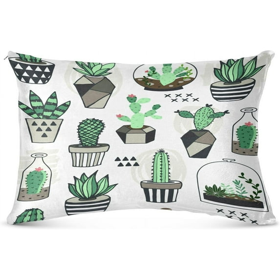 GZHJMY Plant Cactus Pillowcase Queen Size, Super Soft Pillow Shams Covers, Plush Cozy Pillow Cases with Zipper, 20" X 30"(303)