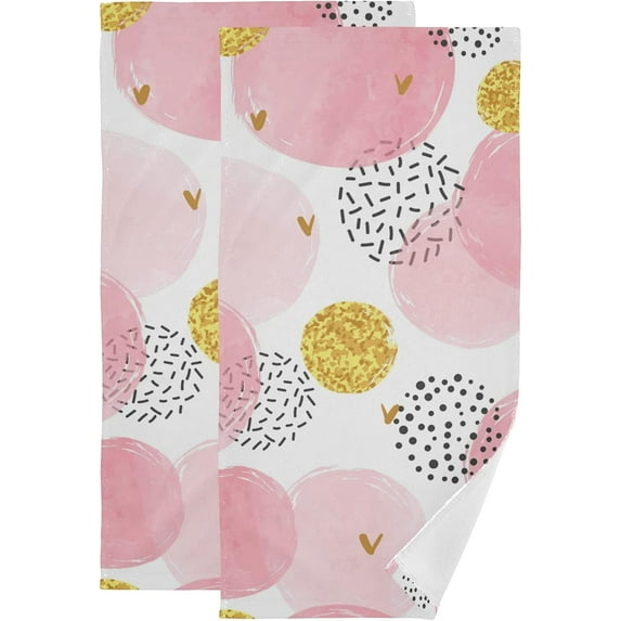 GZHJMY Polka Dot Soft Hand Towels, 2 Pcs Absorbent Bath Towel Decorative Fingertip Towels for Bathroom Gym Spa Hotel Beach Swimming Pool,14.4"x 28.3"