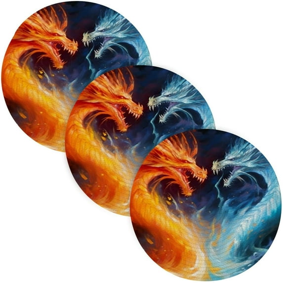 GZHJMY Pot Holders Trivets Set 3 Pcs Cotton Thread Weave Hot Pads for Hot Dishes/Pot/Bowl/Teapot/Hot Pot Holders,15In,Dragon
