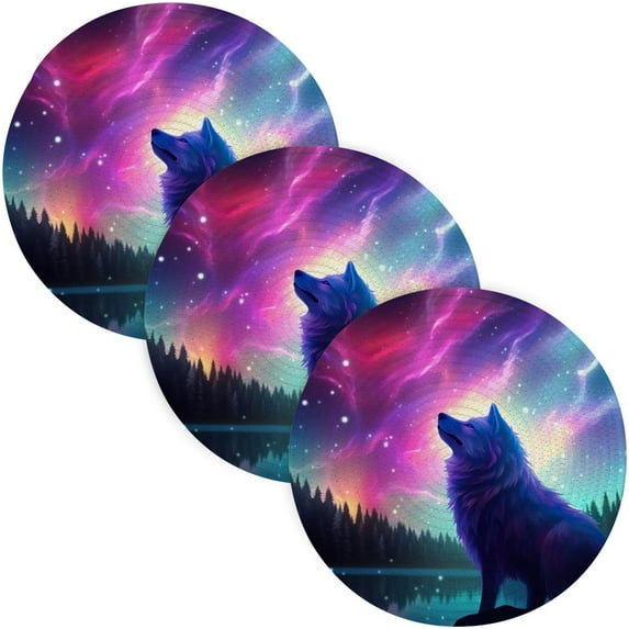 GZHJMY Pot Holders Trivets Set 3 Pcs Cotton Thread Weave Hot Pads for Hot Dishes/Pot/Bowl/Teapot/Hot Pot Holders,15In,Wolf