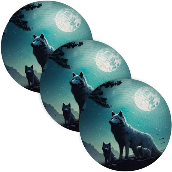 GZHJMY Pot Holders Trivets Set 3 Pcs Cotton Thread Weave Hot Pads for Hot Dishes/Pot/Bowl/Teapot/Hot Pot Holders,15In,Wolf
