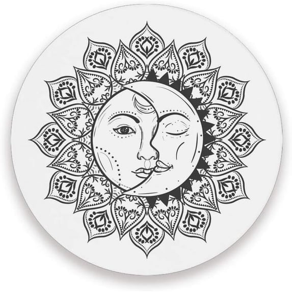 GZHJMY Printed Round Sun Eclipse Ceramic Coasters with Cork-Backed for Coffee Drink Cup Mat Absorbent Stone Coaster, 4 Pack