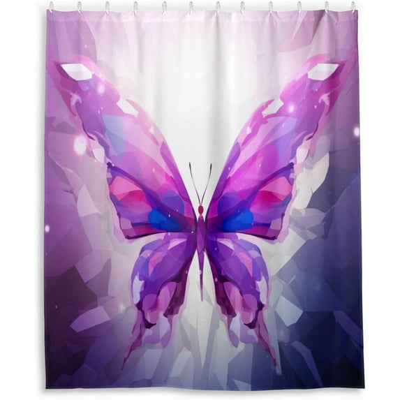 GZHJMY Purple Abstract Butterfly Shower Curtains Waterproof Fabric Shower Curtain Bathroom Decoration with Hooks Washable Bathroom Shower Curtains 60x72 Inch