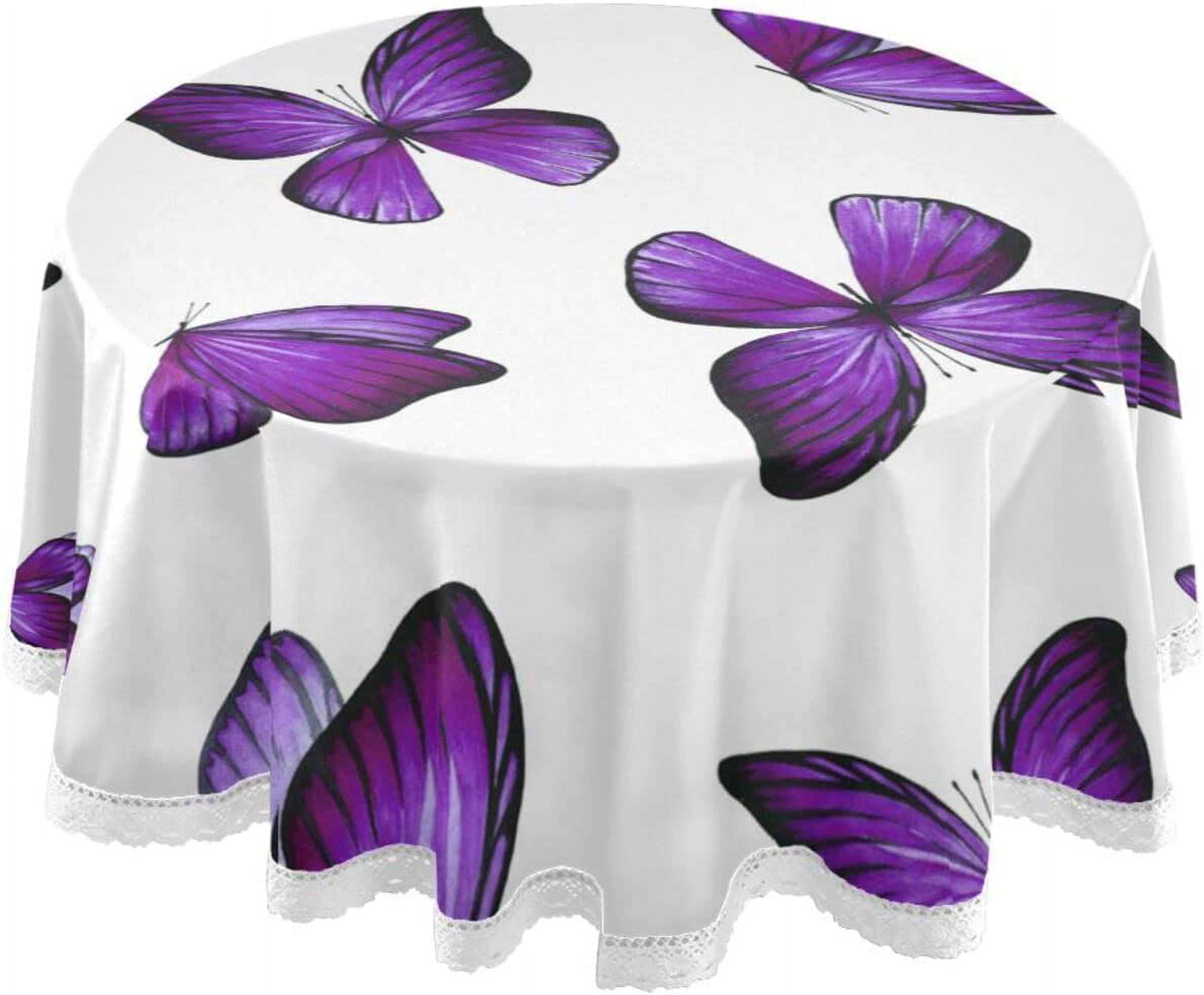 Purple Ribbon Butterfly Tablecloth