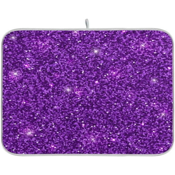 GZHJMY Purple Glitter Texture (6) Dish Drying Mat for Kitchen Counter,Super Quick Absorbent Composite Sponge Dish Drying Pad,Heat Resistant Non-Slip Rack Tableware Mat (16x18Inch)for Dishes Coffee M