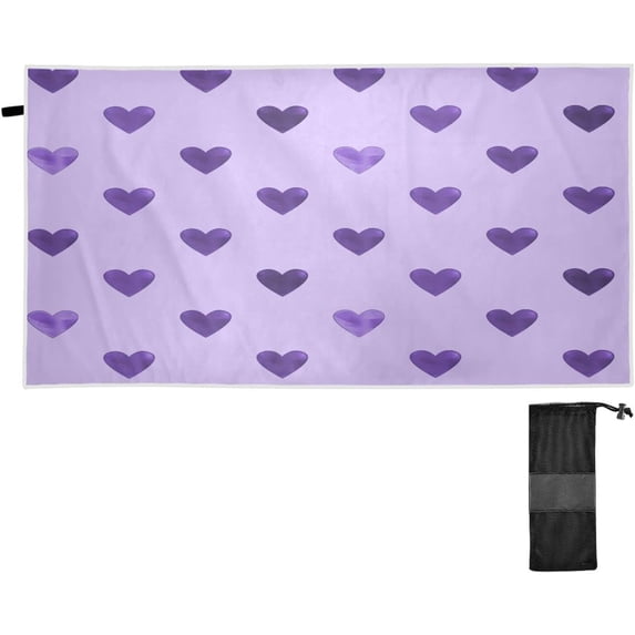 GZHJMY Purple Heart Beach Towel Oversized Towel Blanket, Thin Lightweight Microfiber Sand Free Quick Dry Towel, 31”X71” Multipurpose Pool Bath Yoga Swim Shower Towel