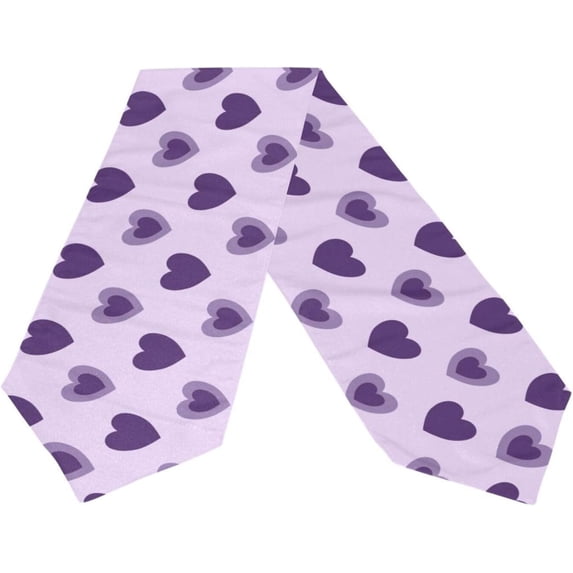 GZHJMY Purple Hearts Watercolor Table Runner Seasonal Table Cloth Runner for Kitchen Dining Table Wedding Party Holiday Coffee Dining Home Decor 13 x 90 Inches
