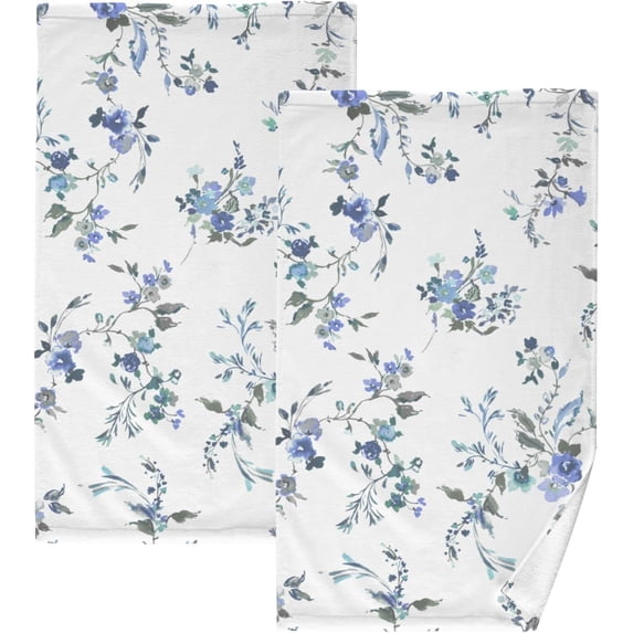 GZHJMY Purple Wildflowers Cotton Towels Set 2 Pcs Absorbent Hand Towel Face Towels Kitchen Towels Bath Towels for Bathroom Laundry Room Kitchen 16 x 28 Inches