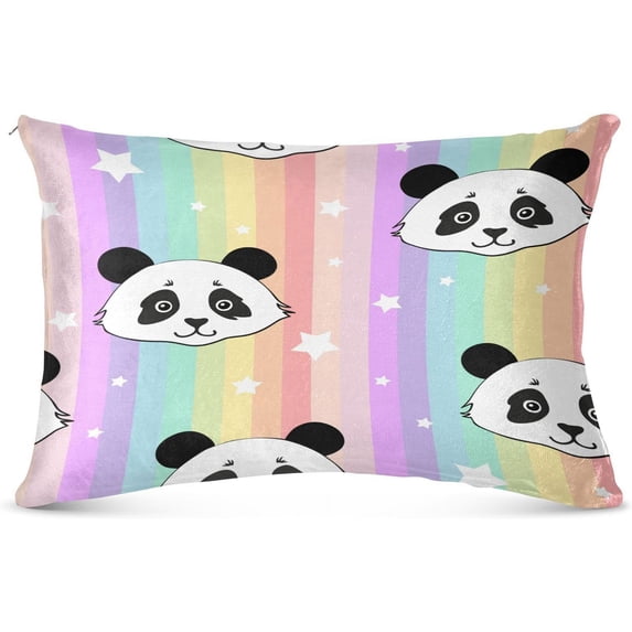 GZHJMY Rainbow Panda Pillowcase Queen Size, Super Soft Pillow Shams Covers, Plush Cozy Pillow Cases with Zipper, 20" X 30"(328)