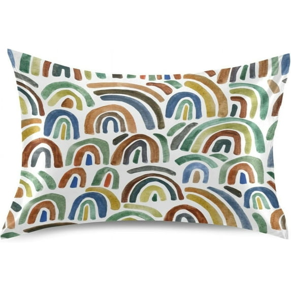 GZHJMY Rainbow Satin Pillowcase for Hair and Skin, Soft and Cozy Cooling Smooth Pillow Cover with Envelop Closure, Standard Size 20x26in Home Decor