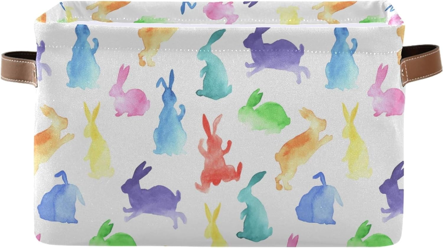 GZHJMY Rainbow Watercolor Rabbits Pattern Rectangle Storage Bin, 15 x ...