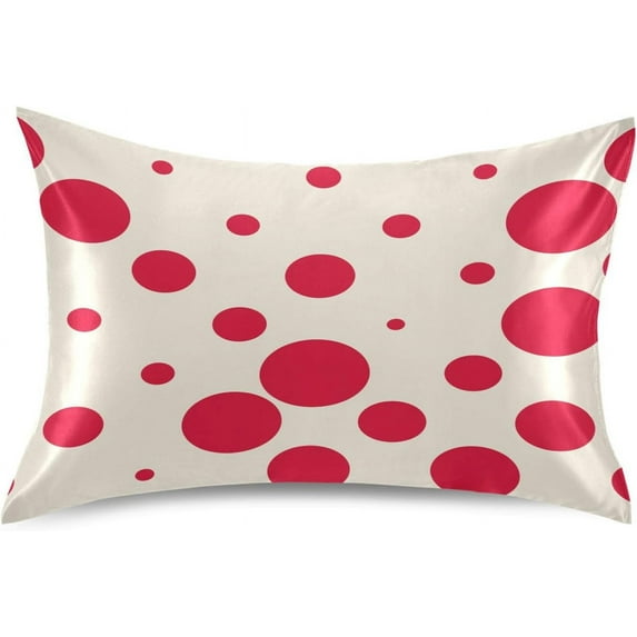 GZHJMY Red Dots Satin Pillowcase for Hair and Skin, Soft and Cozy Cooling Smooth Pillow Cover with Envelop Closure, Queen Size 20x30in Home Decor