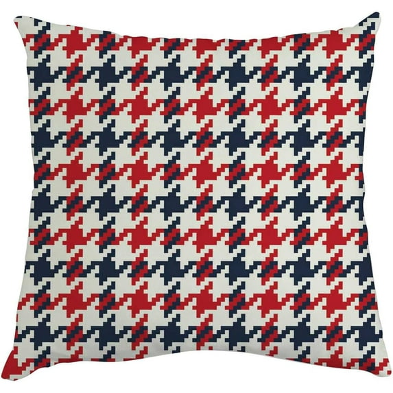GZHJMY Red Navy Ivory Check Plaid Throw Pillow Cases Pillow Covers Cushion Cases 1 Pack with Zipper for Sofa Couch Bedroom Christmas Winter Holiday 18x18 Inch Home Decor